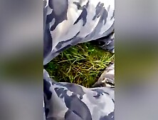 Public Stroke In Park With Army Panties