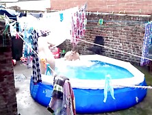 Naked Wrestling In The Pool