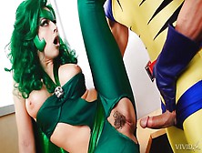 Milf In A Green Costume Raids His Cock And Then Gets Penetrated