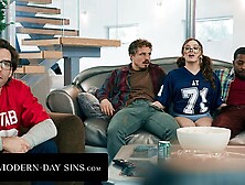 MODERN-DAY SINS - Sleazy Teeny Leana Lovings Has Sneaky Sex With Stepdad's Buddies Ass His Back