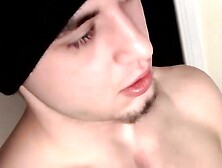 Horny Thug Cage wanks big cock and cums on glass table