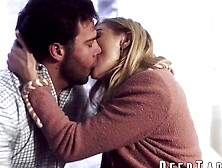 Naughty blonde Kenzie Anne rides a massive cock and takes a big creampie