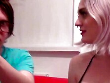 Blonde babe Carly Rae dressed up for doggystyle casting