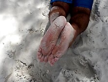 Public Beach Footjob Pov - Imagine Your Dick In Between My Male Soles And Feet - Manlyfoot Roadtrip