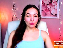 Pretty hot big tits brunette webcam teen show