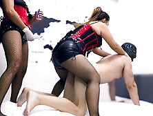 2 Asian Dominas Pegging Slave