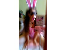 Cute and hawt student, wearing a cute bunny cosplay and masturbation herself in front of the mirror