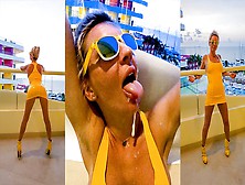 Poundpie Sexed & Mouth Cream Pie Twice On A Balcony In Temptations Cancun! Latex Yellow Dress!