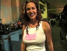 Fit babes sharing a long dong after a hard workout