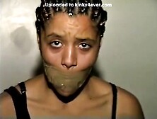 Ebony Girl Wrap Gagged With Packing Tape (tag)