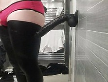 Big Butt Femboy Is Addicted To Her Huge Black Dildo In Lingerie