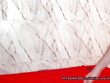 Cum in chubby asian mouth