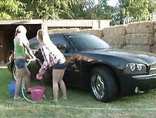 Texas Twins Car Wash Nude Threesome Pussy Exposed