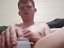 Amateur Vigorously Strokes His Big Dick With A Fleshlight