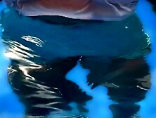 Wifey wet shirt in the pool with perfect braless tits