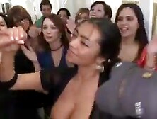 Breasty older does tugjob in public