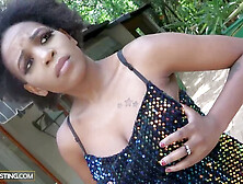 Curvy Kenyan mature model gets her dark pussy filled by a hung casting producer