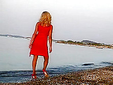 Red Dress At The Lake