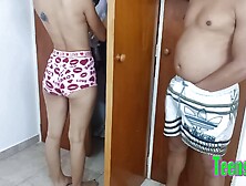 Sexy girl comes out of the bathroom to her room to get dressed and her perverted stepfather interrupts her with the intention of