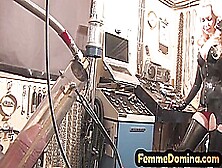 Latex Bdsm Femdom Drains Sissy Cock With Milking Machine