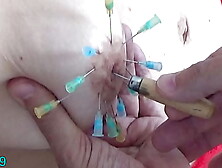 Extreme Bdsm Tied Lady Pierced,  Injection Saline In Tit And Vagina