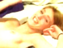 hottie has a lot of fun on bed