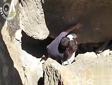 Drilling Her Twat Between The Rocks