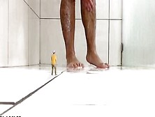 Giant Shows Feet While Taking A Shower In Bizarre Video