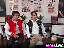 Stepsons saw their stepmoms rubbing their undressed juicy twats with every other