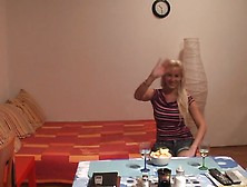 Breasty golden-haired girlfriend masturbates and bonks in bath