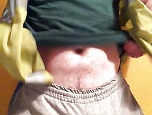 Scally Builder Shows Big Bulge,  Ginger Pubes & Hard Uncut Dick