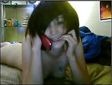 Playful girlfriend phone sexing with her boyfriend