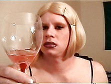 Vintage Carli Drinking Cum And Wine Together