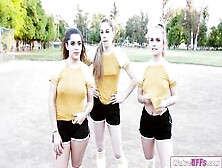 Three besties fucked by coach big cock