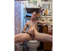 Jerking Off On The Shitter And Stroking My Dick