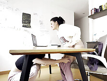 Two Girls Touch Each Other During a Video Call Without Anyone Noticing