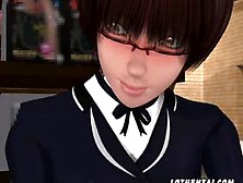 3D Girl Masturbates And Sucks Cock