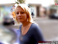 German college girl persuaded to have sex casting on the street