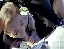 teen 18+ Brooke Haze Sucks Stepdads Cock While Step mom Drives Unaware