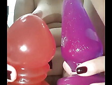 The dirty tried a new toy in her vagina but she really wanted to break her rear-end and show the deep and loose hole