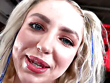 HJ cheerleader oils cock in POV while talking slutty