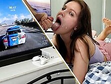 She Was Just Playing Xbox And Suddenly Got A Deep Slobbery Throat Fuck