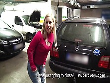 Busty Blonde Amateur Banged In Car Repair Shop