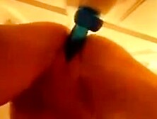 Amateur Squirts With Jelly Dildo On Door