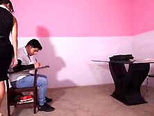 Teacher trades passing grade for a taboo sex session with her youthful student,  who is failing