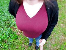 Flash my cousin's busty wifey at grandmother's.  We fuck later in the basement bathroom.