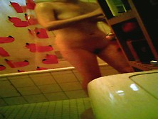 Wonderful chick taking a hot shower and rubbing vagina