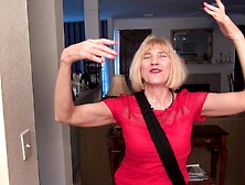 Kinky mature blonde granny Ballsy Ryder stuffs her pussy with a dildo