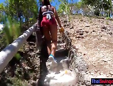 THAI SWINGER - Ziplining with large butt Thai amateur GF and sex in the hotel afterward