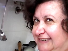 Chubby grandmother masturbate with broomstick